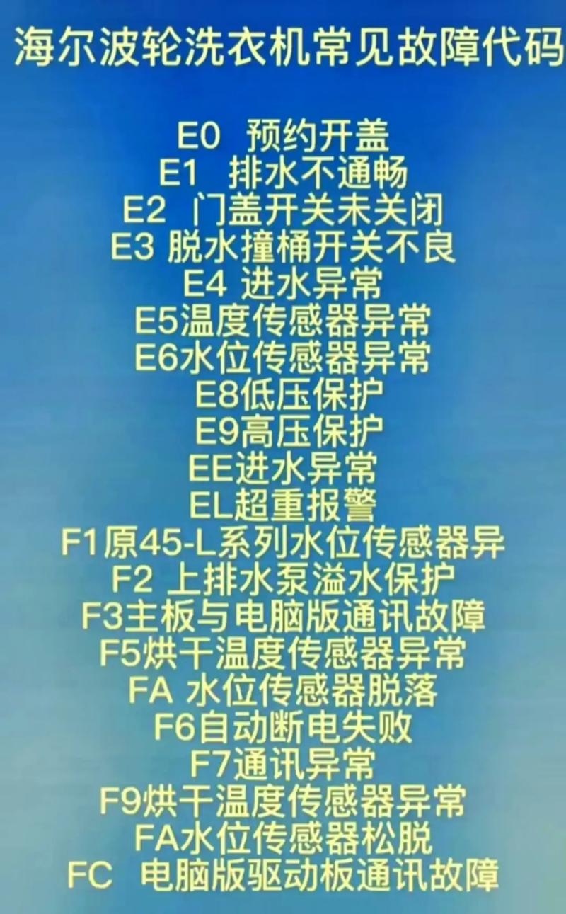 惠而浦滚筒洗衣机E7故障码