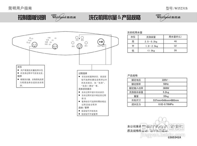 惠而浦洗衣机EA1故障码